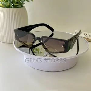 Photo - Trendy Prada Angular Sunglass- Sleek Black Uv Protection