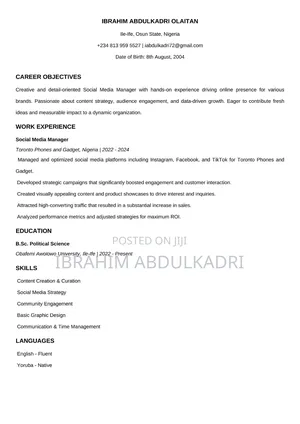 Photo - Application for the Position of Sales Marketing Officer