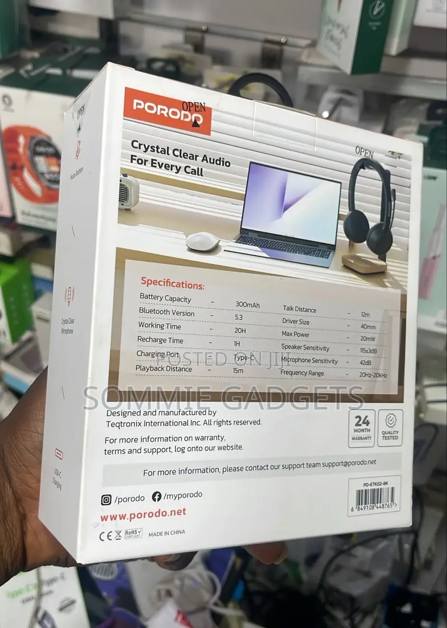 Porodo Office Wireless Headset 20hrs
