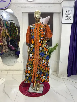 Photo - Long Ankara Dress With Stone Embellishments - Sizes 8–18