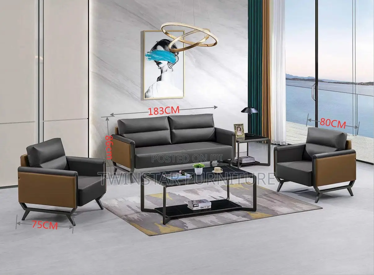 New Modern Office Leather 5 Seaters Sofa Chair