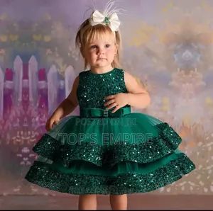 Photo - Sequined Layered Kids Girls Party Luxury Dress