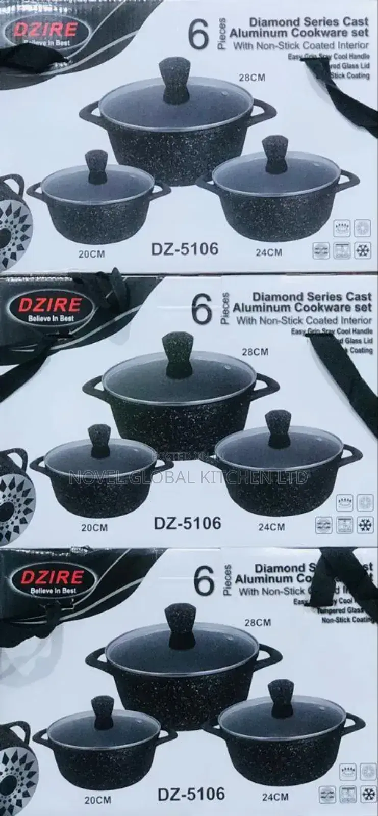 Dzire Pieces Diamond Series Cast Aluminium Cookware Set