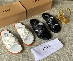 Zara Luxury White and Black Slippers