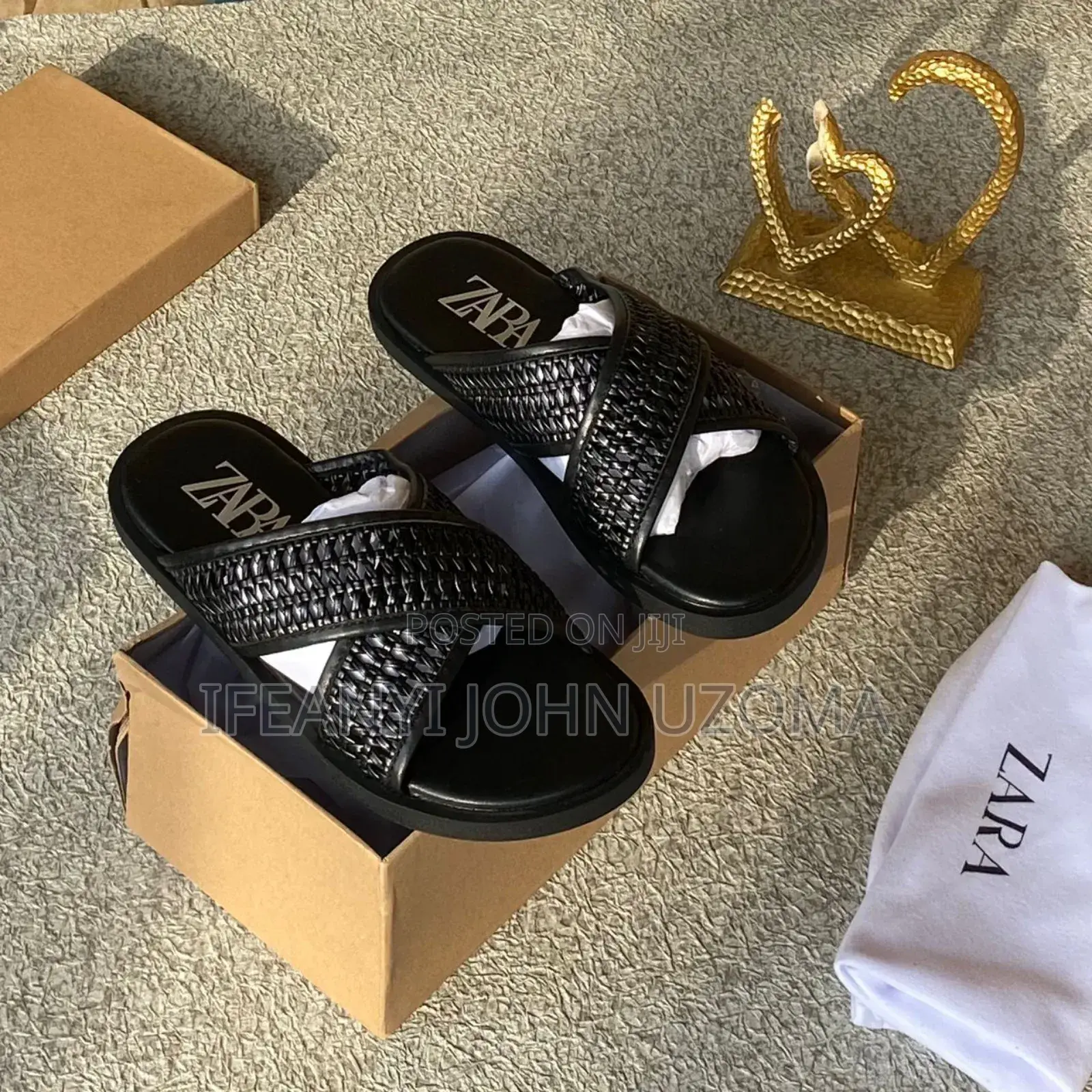 Zara Luxury White and Black Slippers