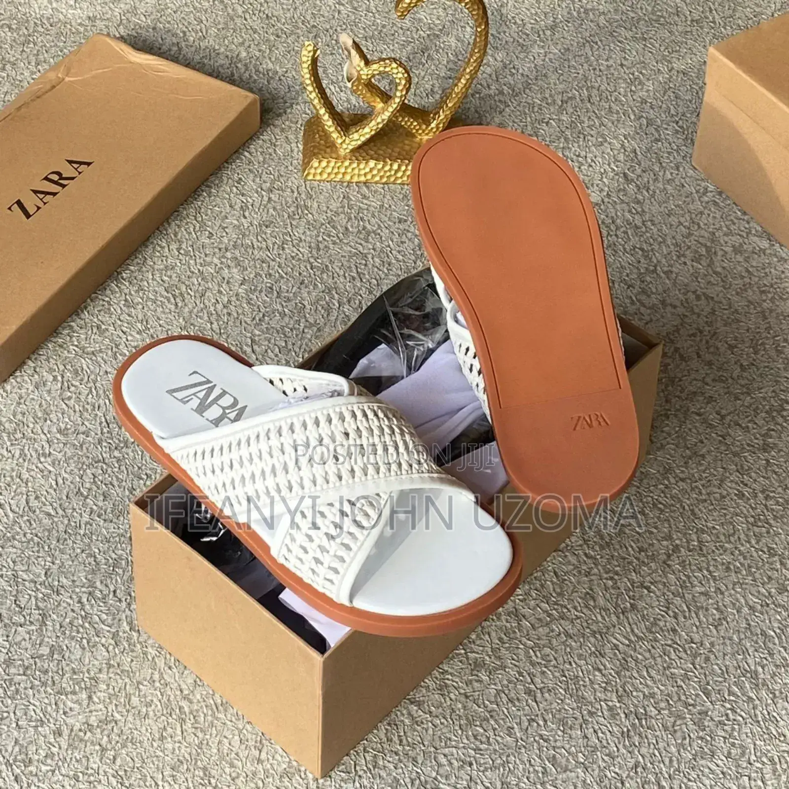 Zara Luxury White and Black Slippers