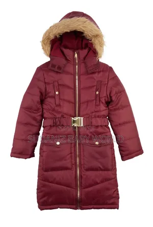 Photo - Girls Zip Front Hooded Puffer Jacket - Wine