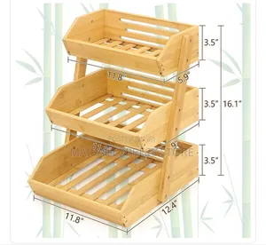 3- Tier Large Capacity Bamboo Fruit Rack