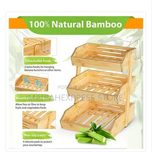3- Tier Large Capacity Bamboo Fruit Rack
