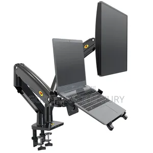 Photo - Dual Arm Monitor Desk Mount Tilt, Swivel, Pneumatic Stand
