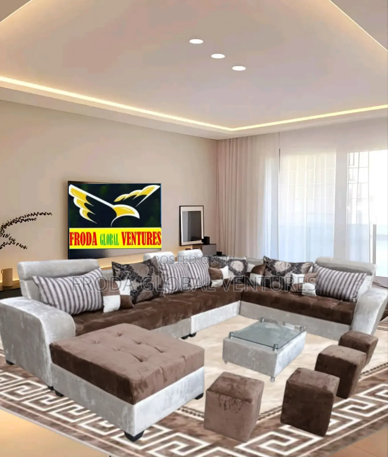Abuja Quality Couch. U-Shape Sofa Chairs and Table. Af01
