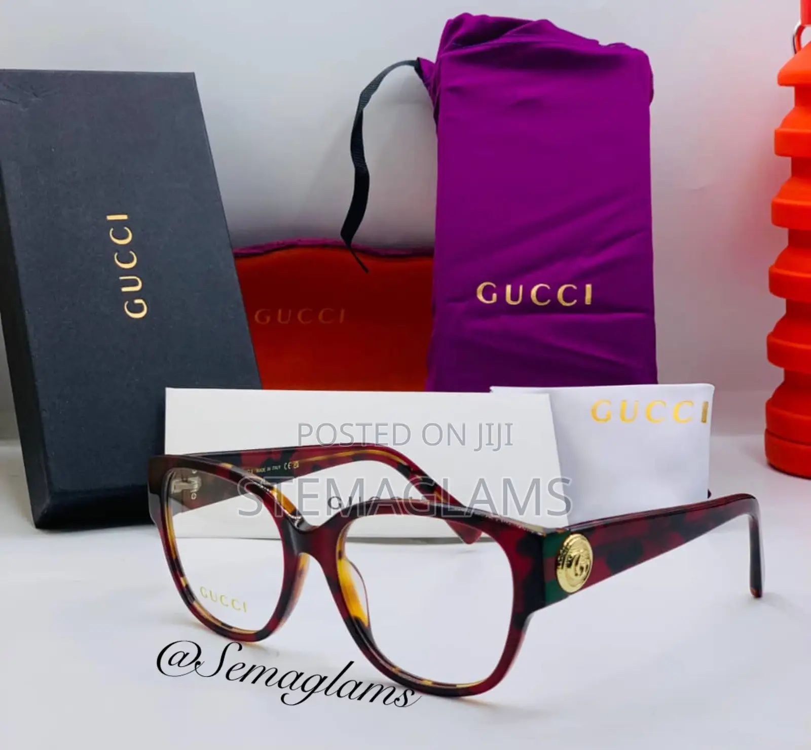 Gucci Plastic Square-Shaped Frame Glasses