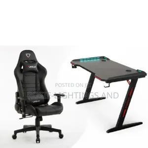 Full Black Gaming Chair Gaming Z Shaped Design Table
