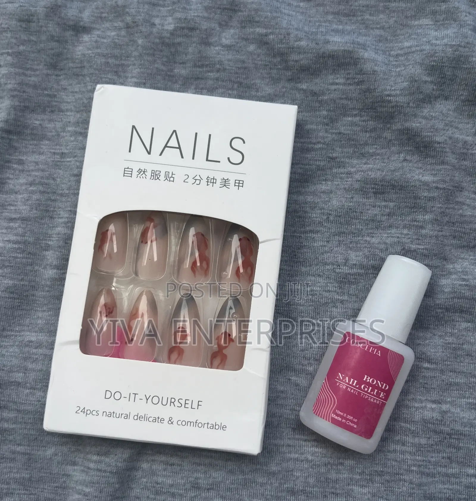 24 PCS Press on Nails Set With Extra Glue