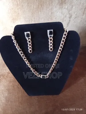 Gold Plated 2 Set of Necklace Tassel Pendant Earrings
