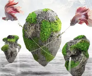 Floating Moss Rock Ornaments For Aquariums