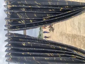 Thick Gray Curtain Material With Gold