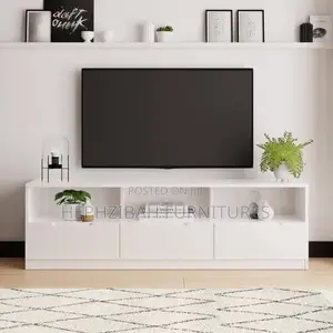 5ft Modern White Tv Stand With 3 Doors