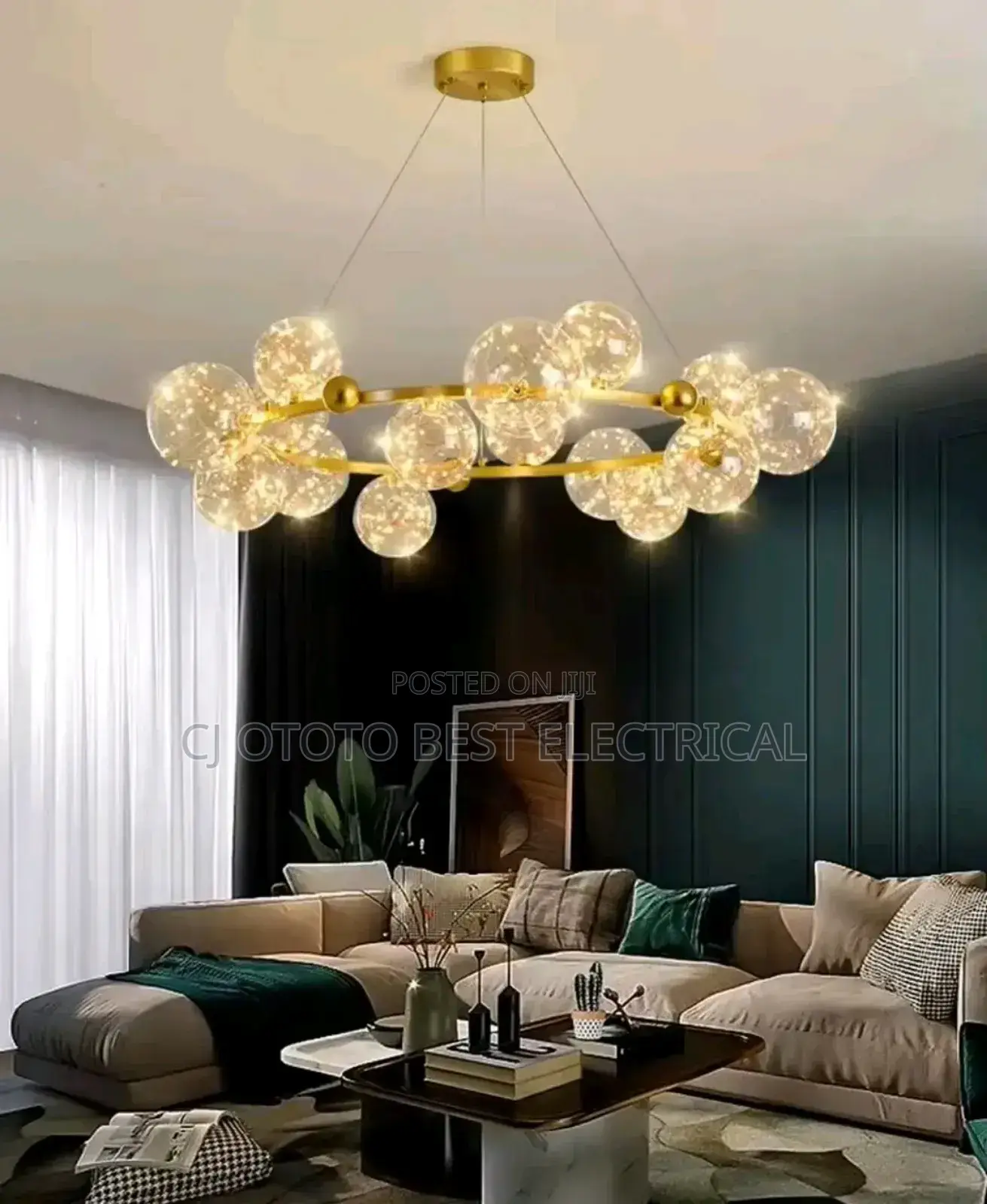 Led Glass Nordic Hanging Chandelier Light 800mm