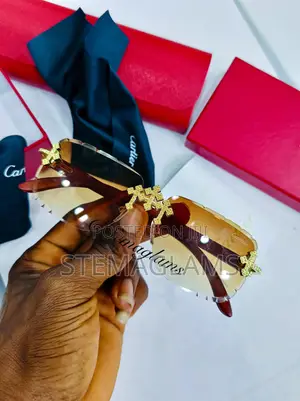 Photo - Cartier Square Glasses Semi Rim Frame With Golden Accents