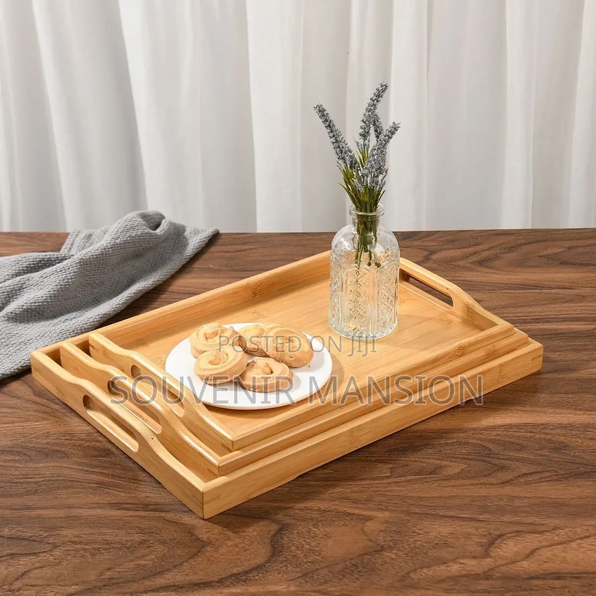 3 in 1 Bamboo Tray With Handle