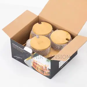 3pcs Bamboo Spice Jar With Spoon