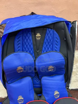 Photo - Blue/ Black Universal Pure Leather Seat Cover
