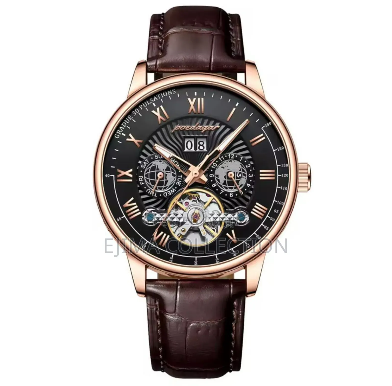 Automatic Tourbillon, Chronograph Working, Leather Strap