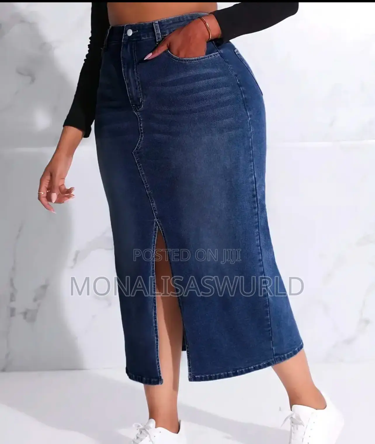 Maxi Slit Denim Skirt