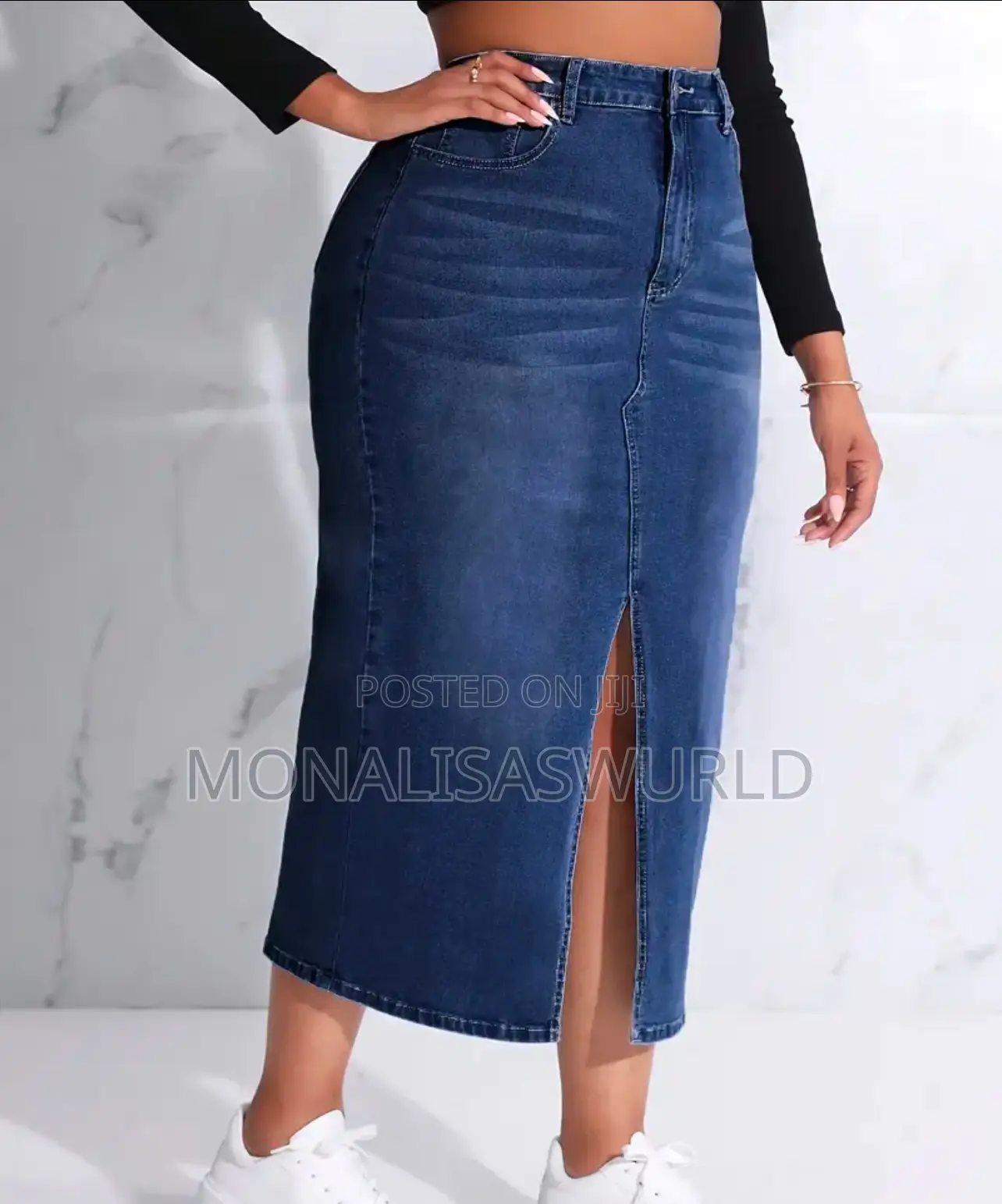 Maxi Slit Denim Skirt