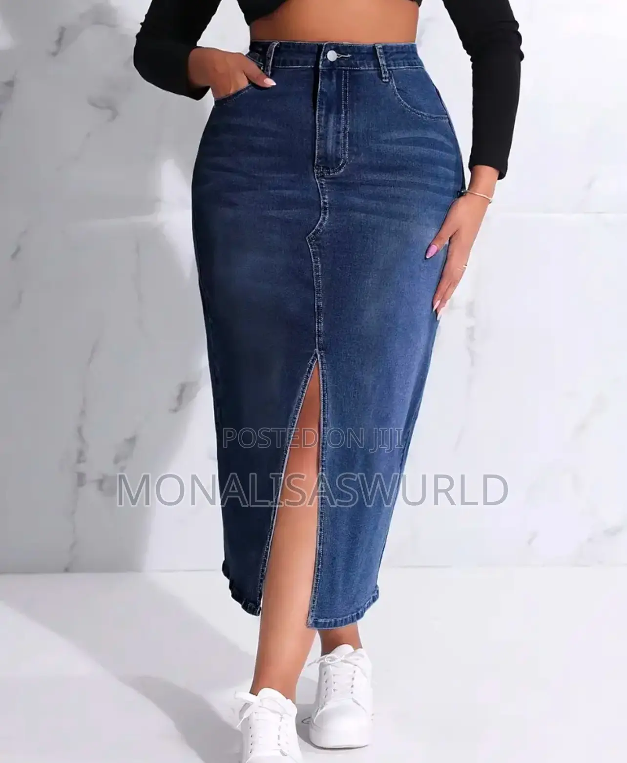 Maxi Slit Denim Skirt
