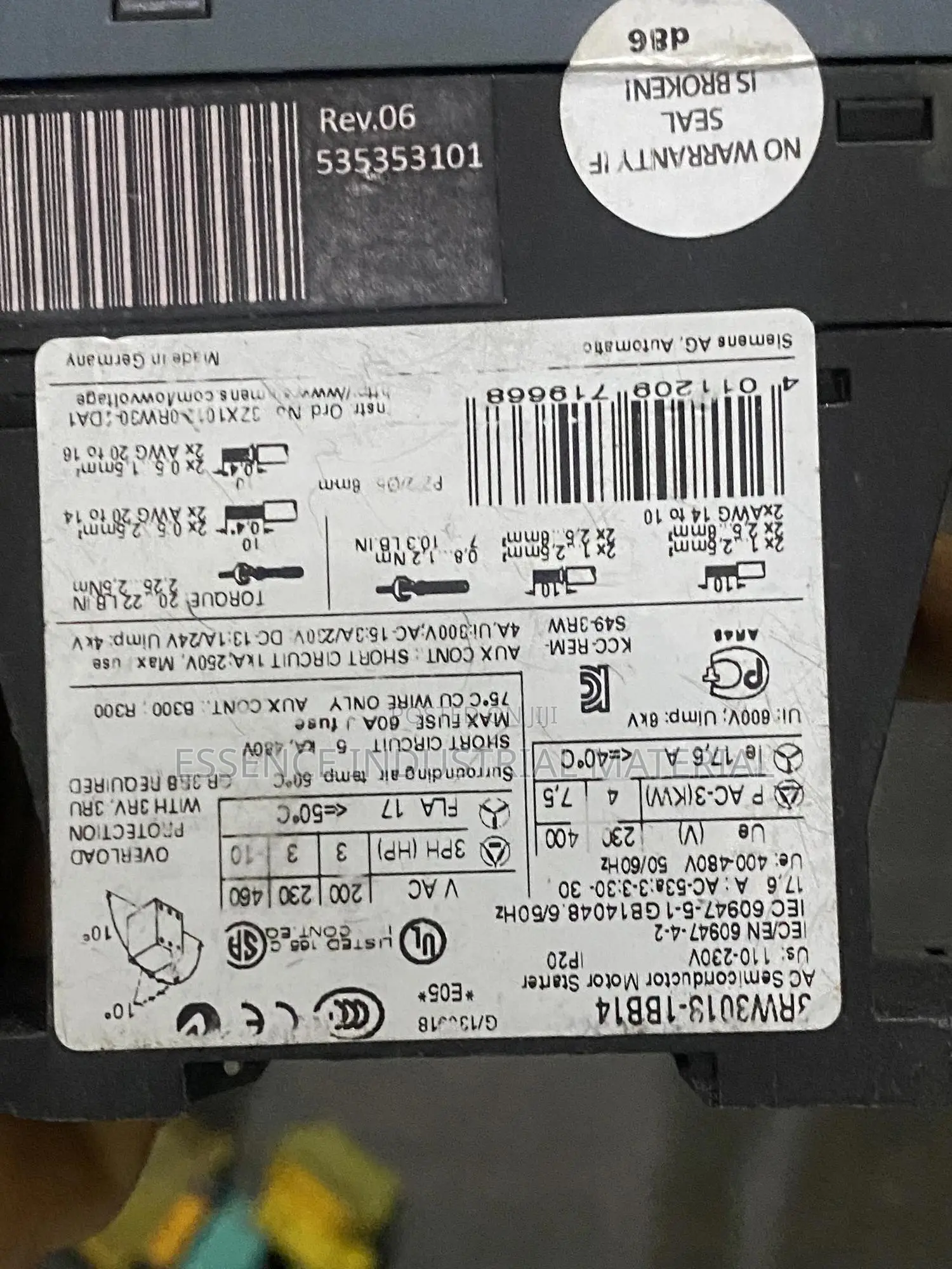 Siemens Soft Starter 3rw3018-1bb14