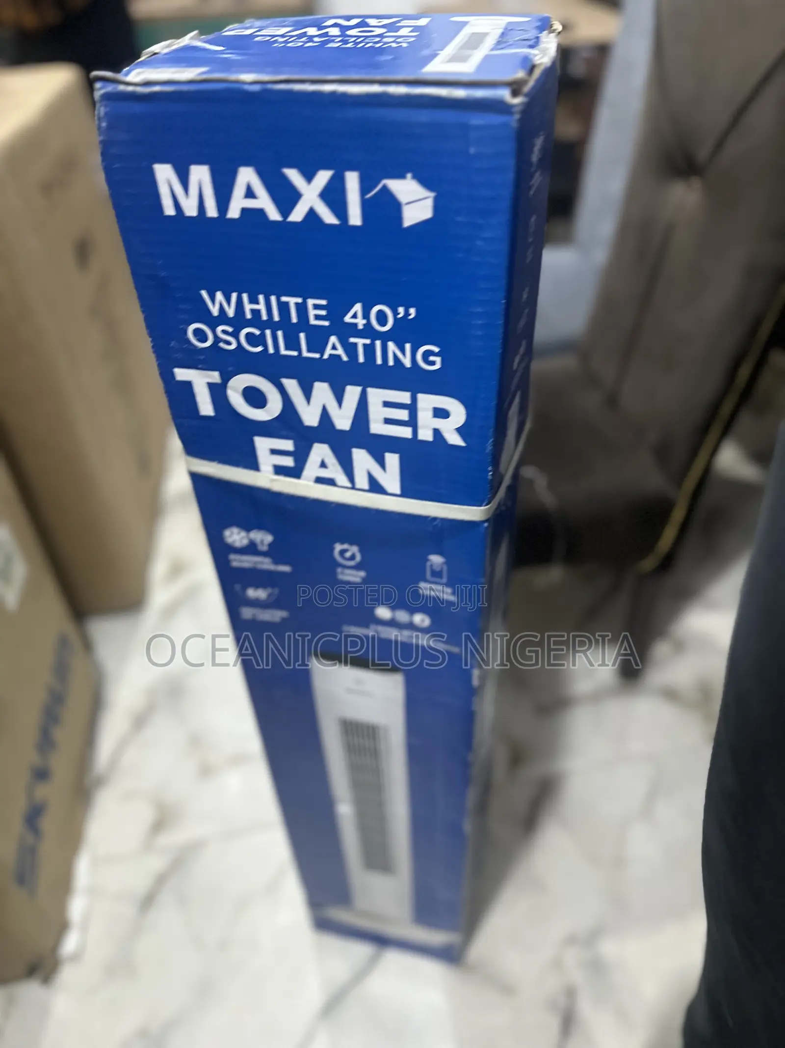 New Maxi White 40" Oscillating Tower Fan – Timer Remote