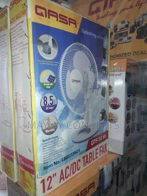 Qasa 12-Inch Ac/Dc Solar Table Fan- 8.5watts Low Consumption