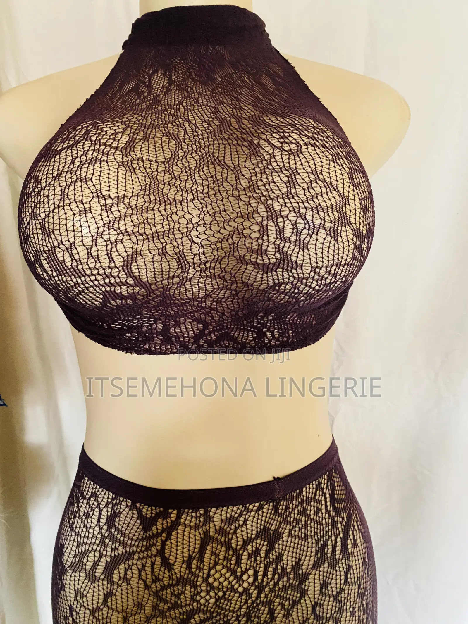 Net Lingerie Cropped Top and Short Set