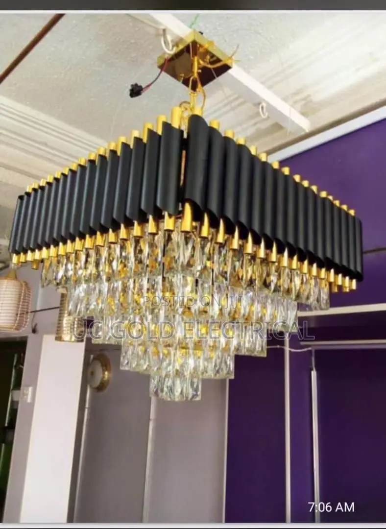 Modern Black Gold Led Pendant Light Luxury Crystalchandelier