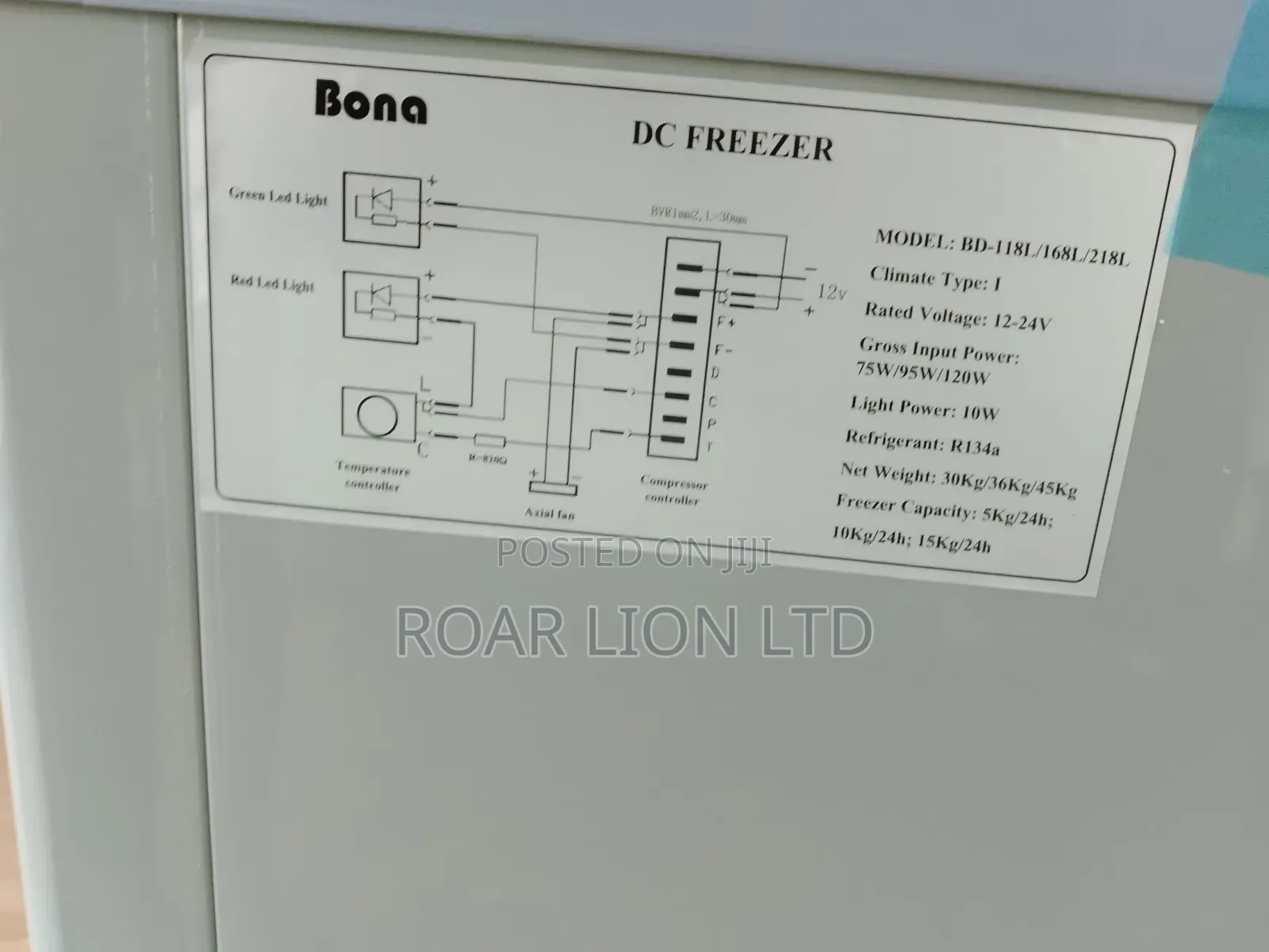 168l Bona Solar Freezer
