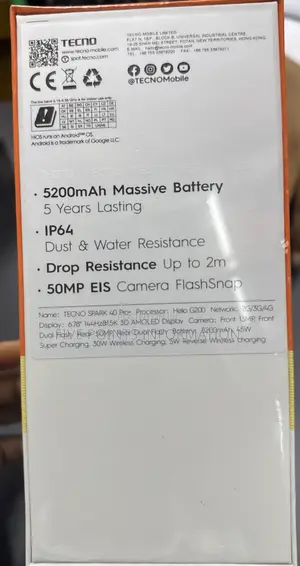 New Tecno Spark 40 Pro+ 256 GB Black