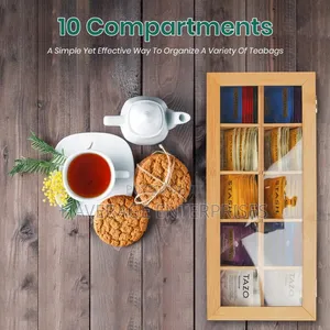 10 Compartments Bamboo Chai Tea Storage Box With Acrylic Lid