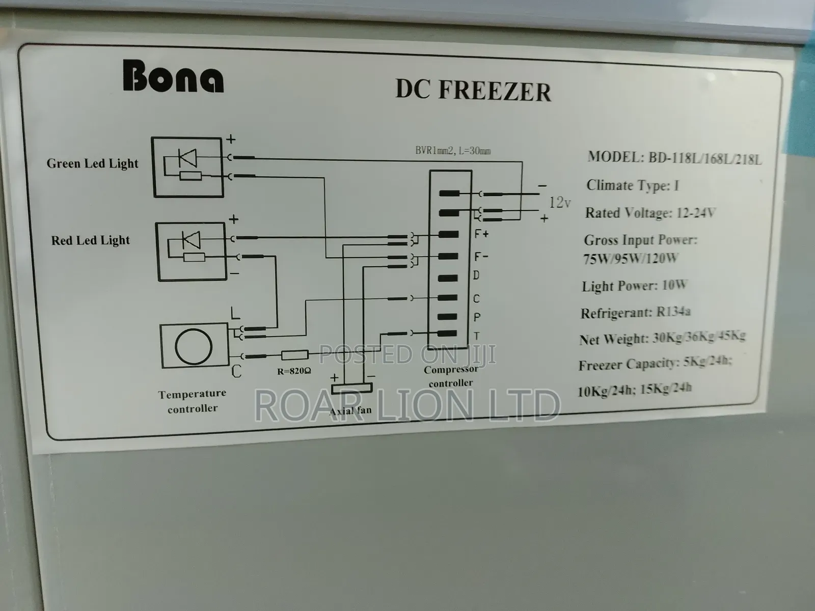 168l Bona Solar Freezer