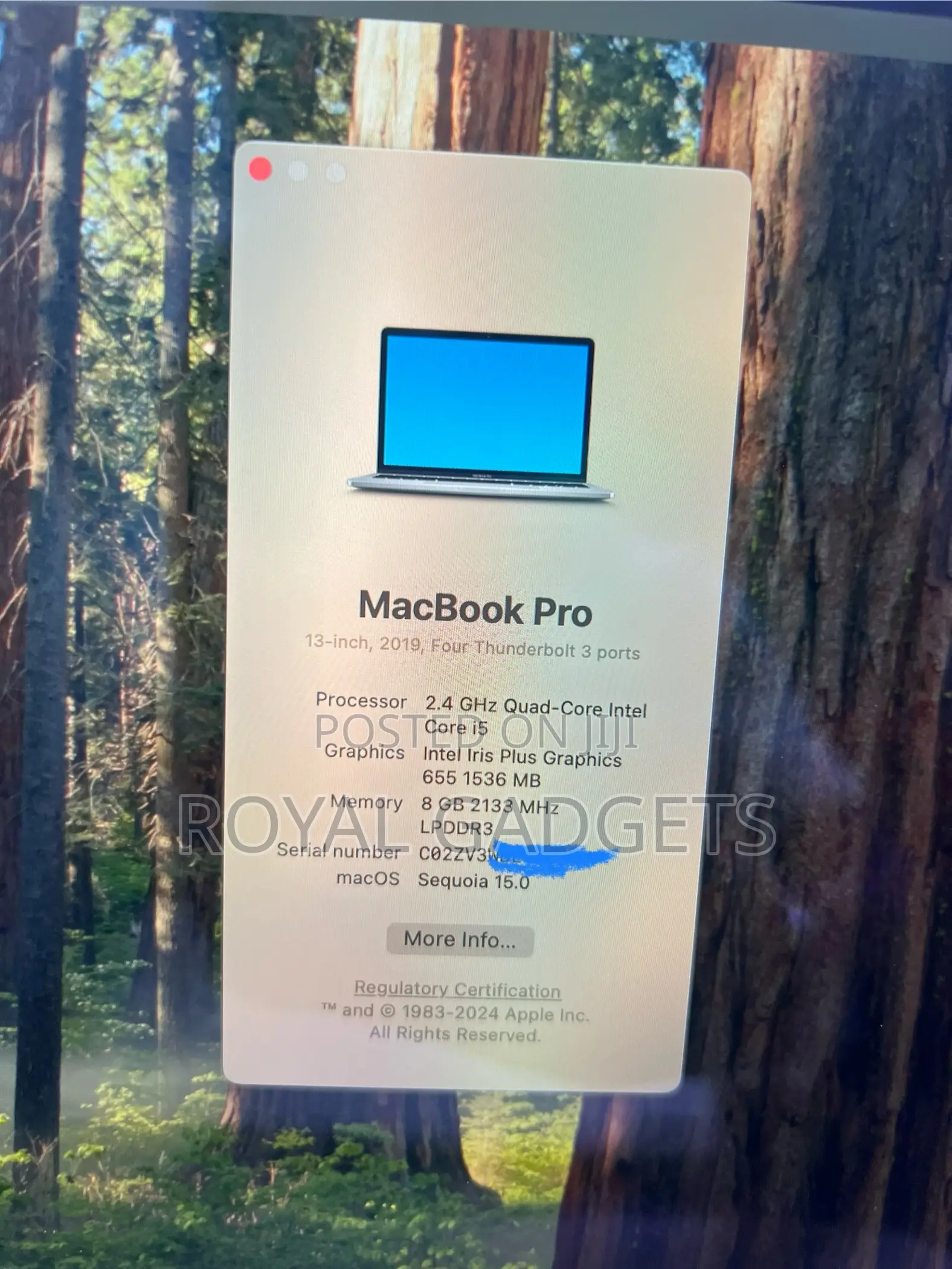 Laptop Apple MacBook Pro 2019 8GB Intel Core i5 SSD 256GB