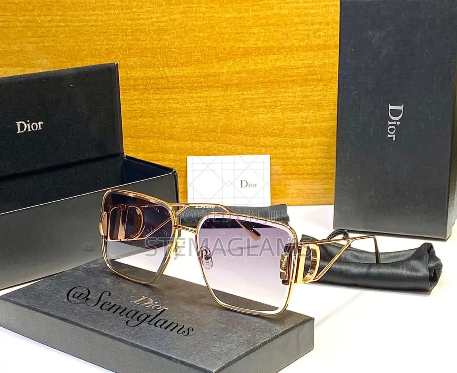 Dior Women’S Metal Frame Rimless Large Square Glasses