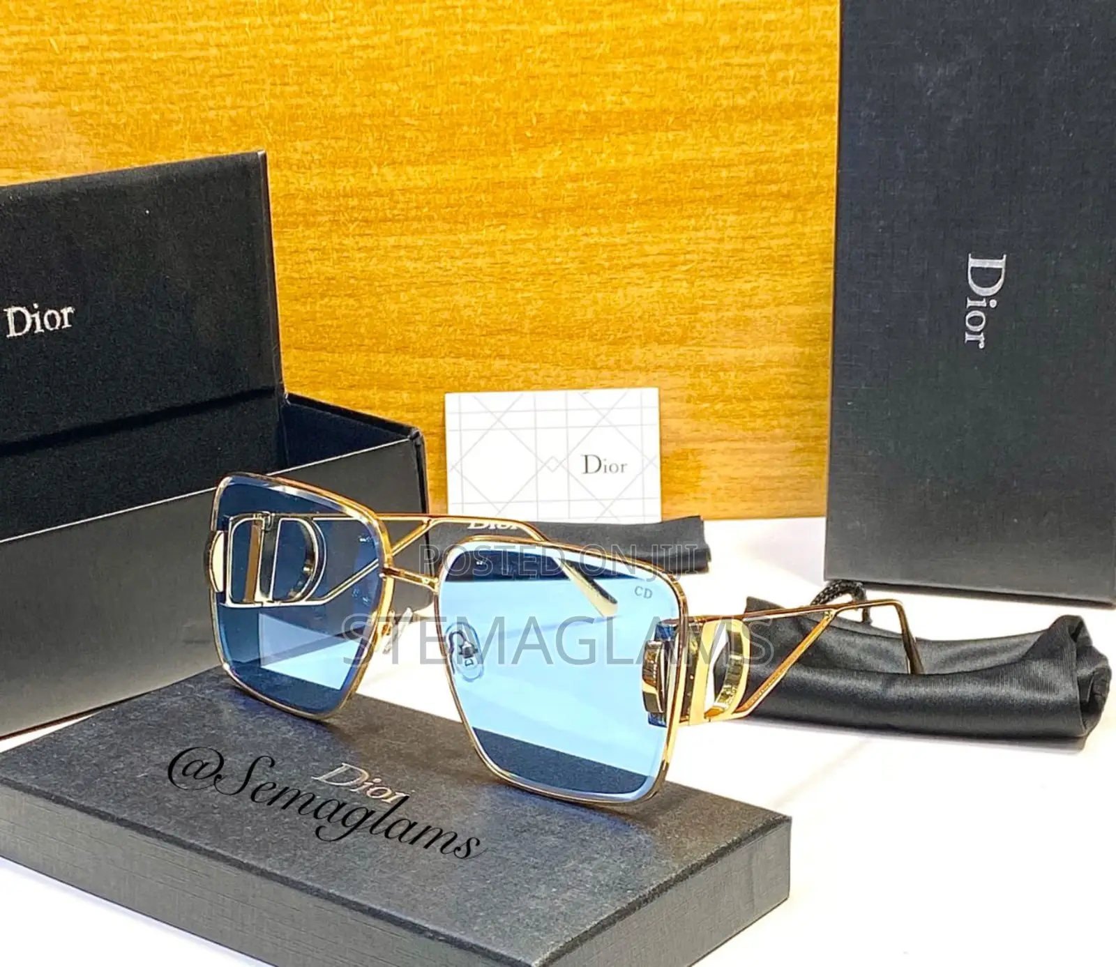 Dior Women’S Metal Frame Rimless Large Square Glasses