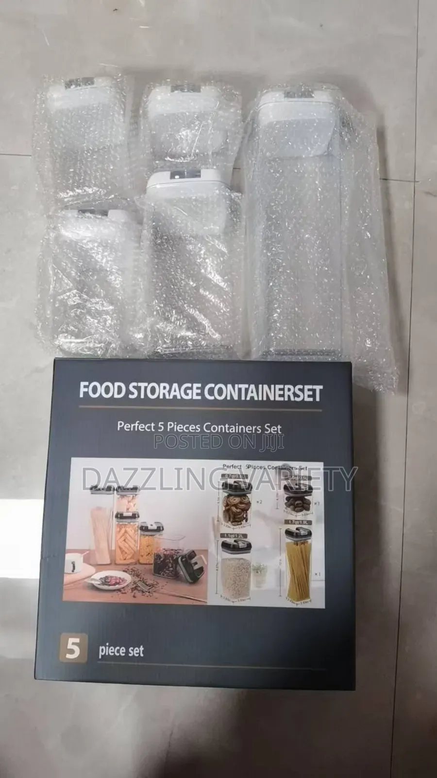 5pcs Airtight Food Storage Container Set For Kitchen
