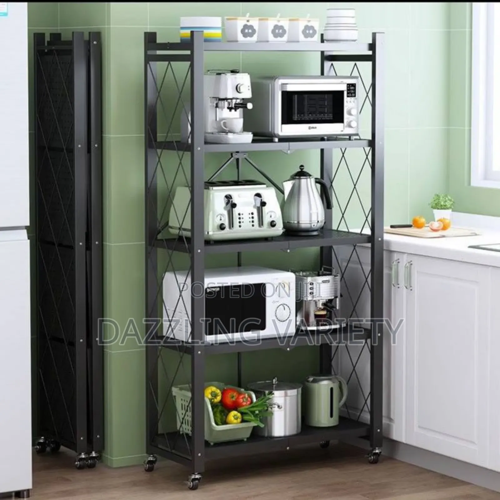5 Layers Foldable Kitchen Strong Metal Storage Rack