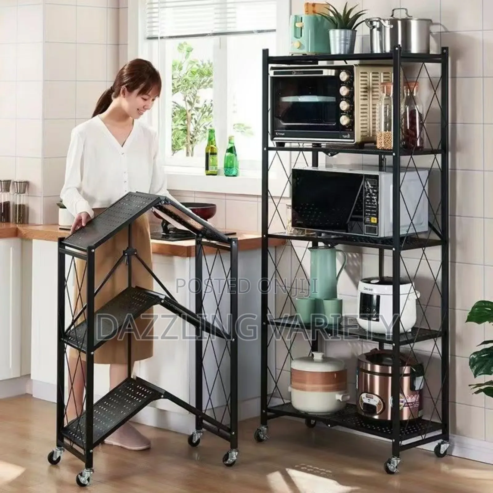 5 Layers Foldable Kitchen Strong Metal Storage Rack