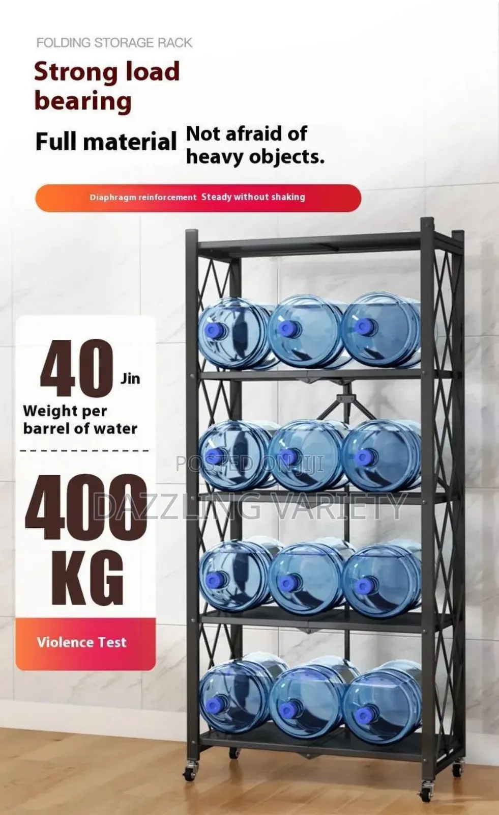 5 Layers Foldable Kitchen Strong Metal Storage Rack