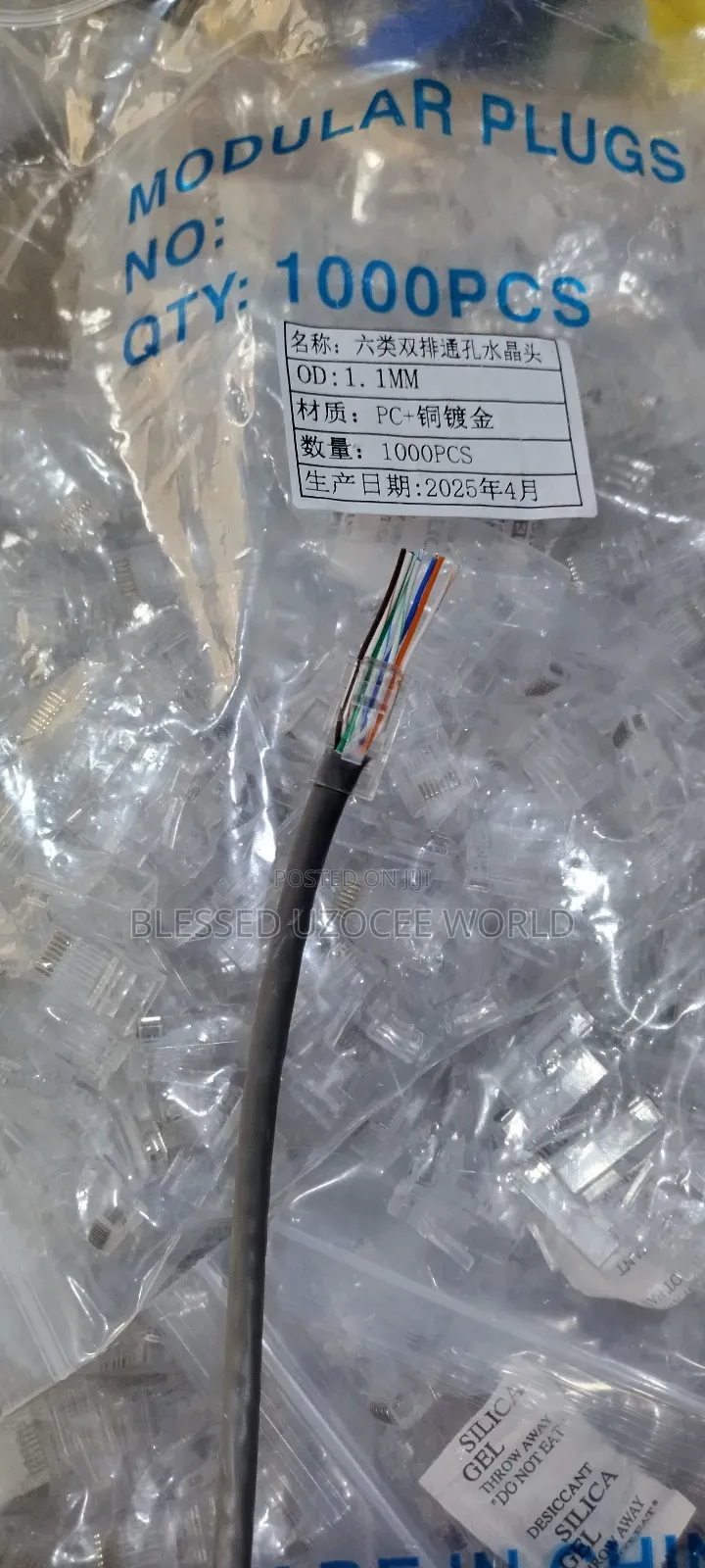 1000 Pieces Rj45 Cat 6 Pass Through Lan Cable Connector Plug