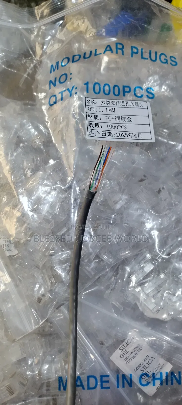 1000 Pieces Rj45 Cat 6 Pass Through Lan Cable Connector Plug