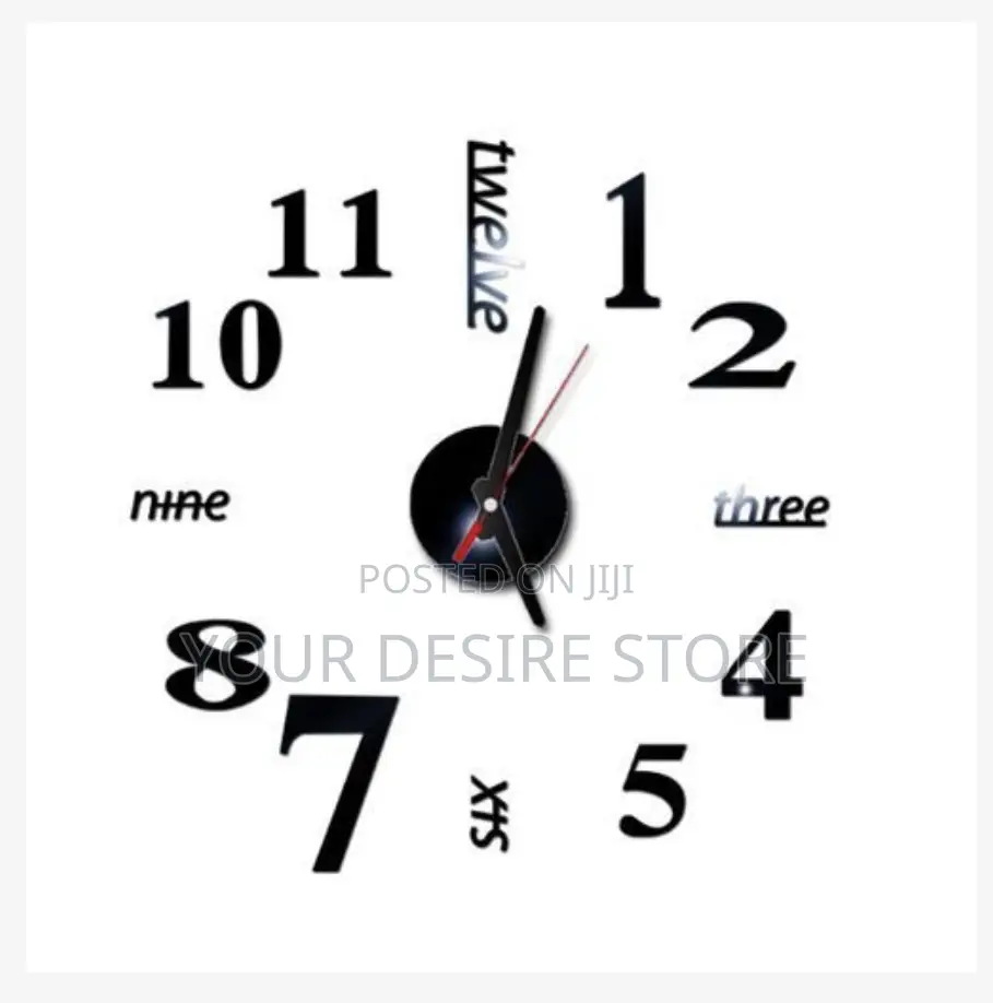 Stick on Wall Clock Diy Large Modern Design Decal 3d